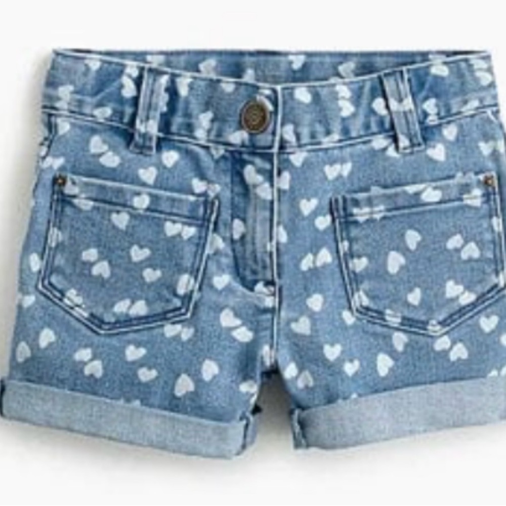 Crewcuts Blue Heart Print Denim Shorts